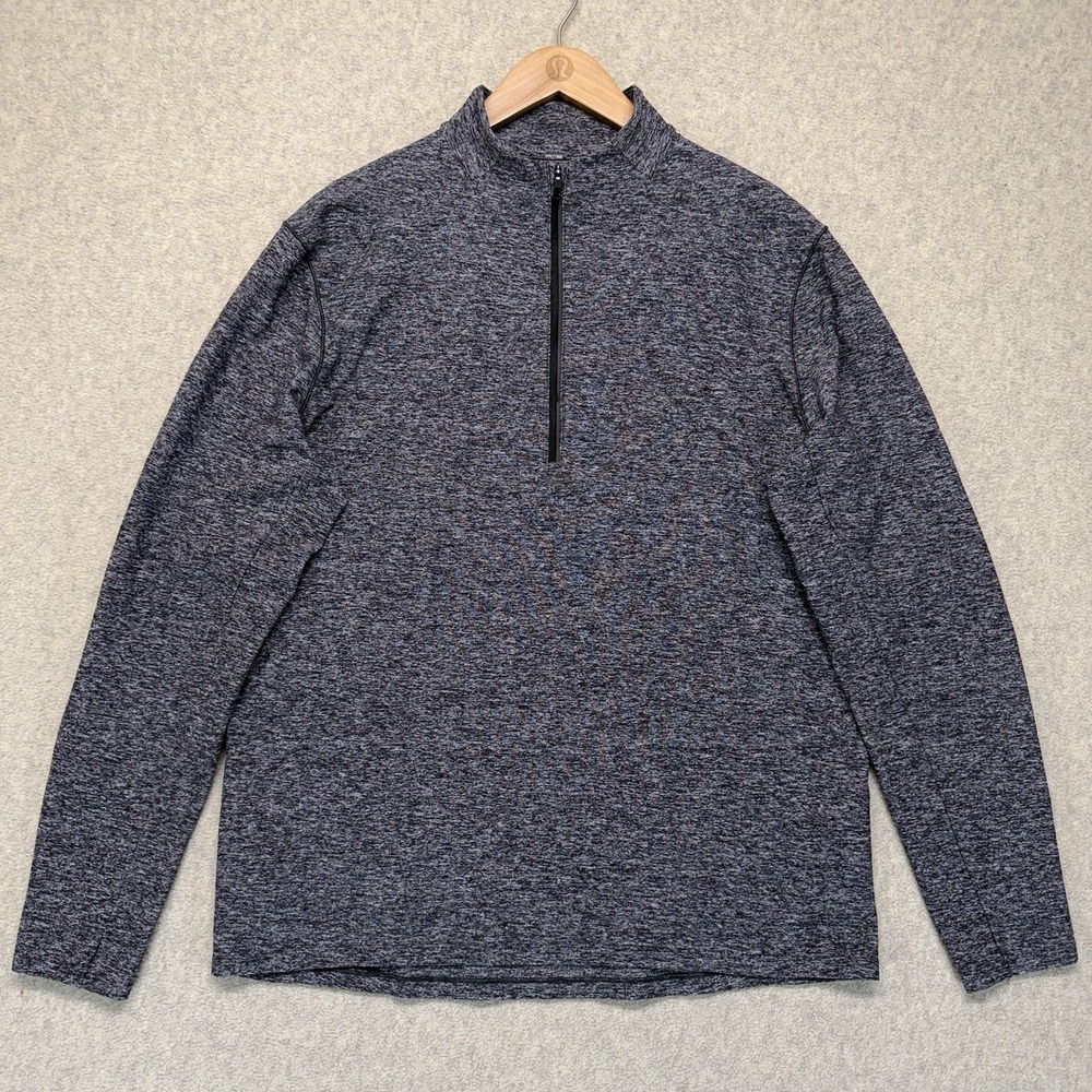 Lululemon Mens XL Black Gray Heather 1/2 Zip Long Sleeve Running Pullover